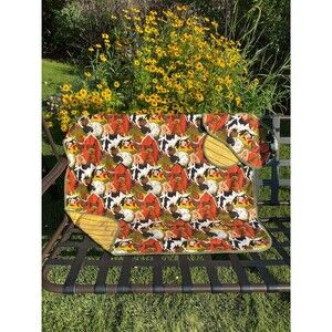 3 Piece Flannel Farmyard Baby Blanket and 2 burb cloths